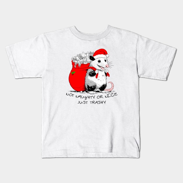 Not Naughty Or Nice Just Trashy Kids T-Shirt by Worldengine